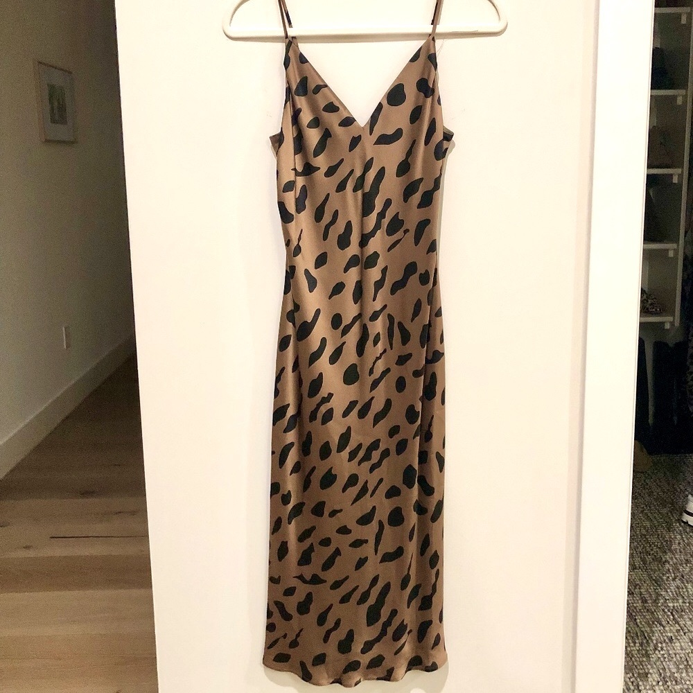 L’Agence Silk Jodie Slip Dress in Animal Print - Size 4